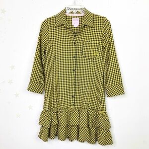 VICTORIA’S Secret pink gingham ruffled hem button-down mini dress